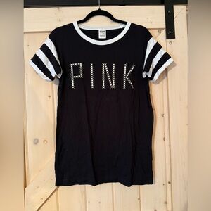 PINK Victoria's Secret Black and White Tee Size XS